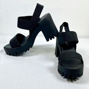 Madden Girl Black Seer Open Toe Platform Shoes Size 6.5M